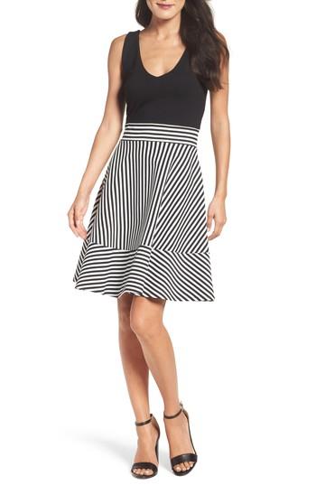 Women's Felicity & Coco Stripe Fit & Flare Dress - Black