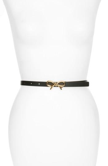 Women's Kate Spade New York Skinny Calfskin Leather Belt - Black