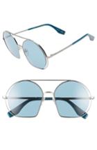 Women's Marc Jacobs 56mm Round Sunglasses - Ruthenium Blue
