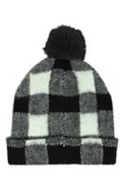 Women's Michael Stars Buffalo Check Beanie - Black