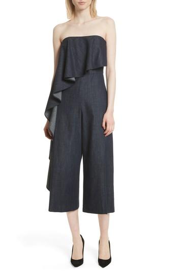 Women's Alice + Olivia Elvira Ruffle Bustier Jumpsuit - Blue