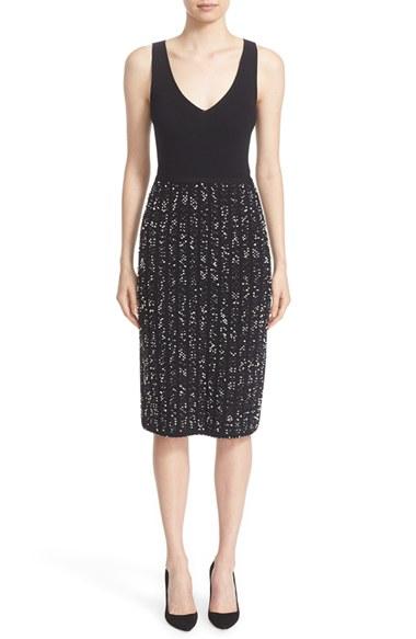 Women's Lela Rose Speckled Knit Tweed Sheath Dress