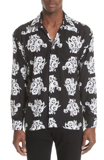 Men's Givenchy Flower Print Woven Shirt Eu - Black