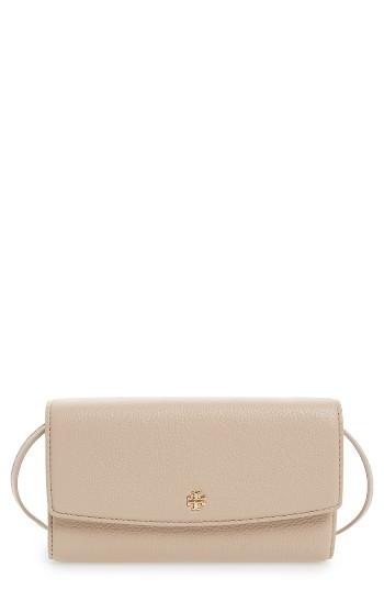 Women's Tory Burch Leather Wallet Crossbody Bag - Brown