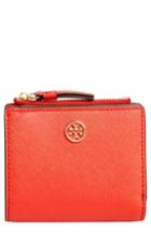 Women's Tory Burch Mini Robinson Wallet Leather Bifold Wallet - Red