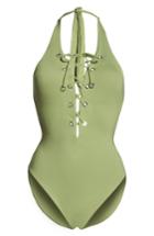 Women's Seafolly Lace-up One-piece Halter Swimsuit Us / 12 Au - Green
