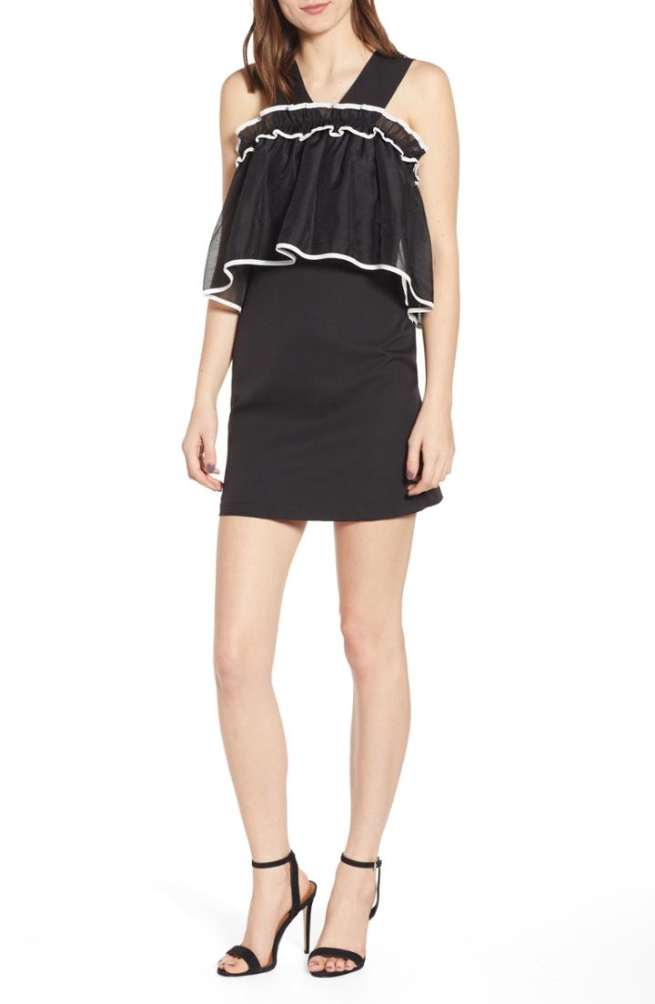 Women's Endless Rose Ruffle Overlay Minidress - Black