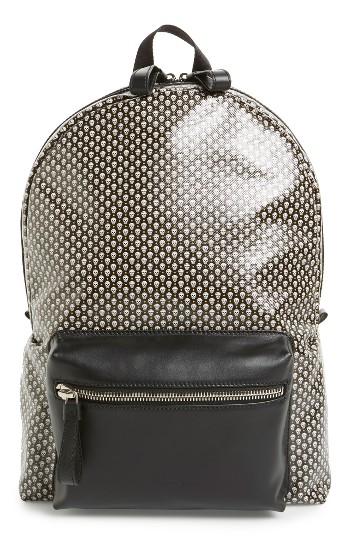 Men's Alexander Mcqueen Skull Print Coated Canvas Backpack With Leather Trim - Black