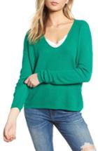 Women's Bp. Textured Stitch V-neck Pullover, Size - Green