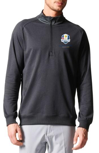 Men's Adidas Quarter Zip Gold Pullover - Black