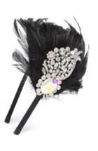 Tasha Crystal & Feather Statement Headband, Size - Black