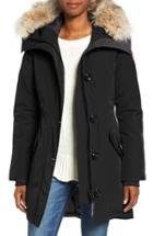 Women's Canada Goose Rossclair Genuine Coyote Fur Trim Down Parka (6-8) - Black