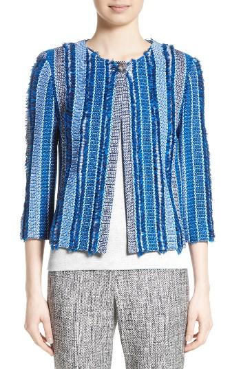 Women's St. John Collection Damik Fil Coupe Knit Jacket - Blue