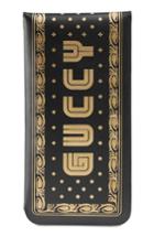 Gucci Guccy Logo Moon & Stars Leather Glasses Case - Black