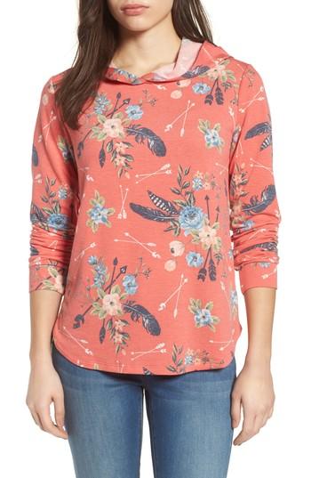 Women's Pleione Printed Hoodie Sweatshirt, Size - Orange