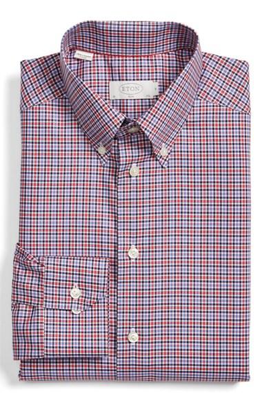 Men's Eton Slim Fit Check Dress Shirt - Pink