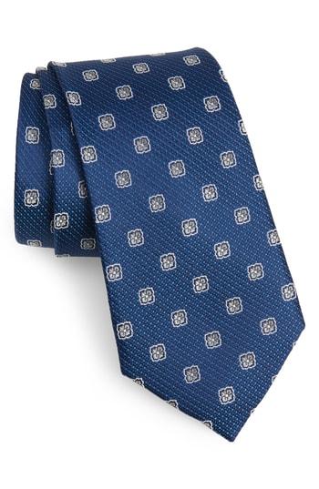 Men's Nordstrom Men's Shop Leary Medallion Silk Tie, Size - Blue