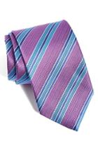 Men's David Donahue Stripe Silk Tie, Size - Purple
