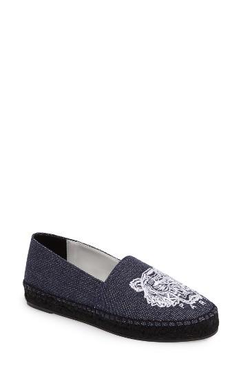 Women's Kenzo Tiger Embroidered Denim Espadrille Flat