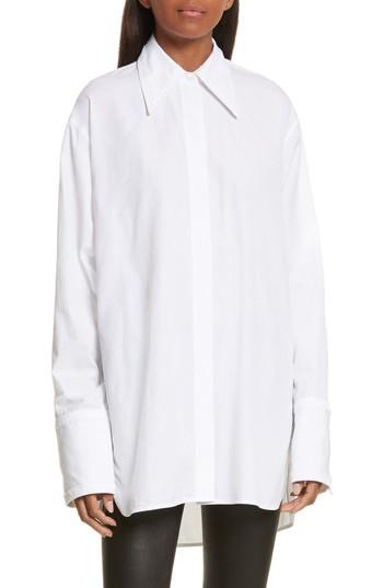 Women's Helmut Lang Cutout Cotton Poplin Shirt - White