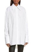 Women's Helmut Lang Cutout Cotton Poplin Shirt - White