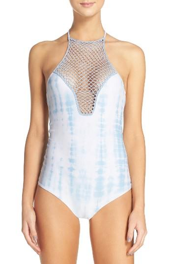 Women's Acacia Swimwear Crochet Halter One-piece Swimsuit - White