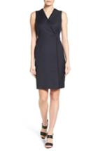 Women's T Tahari Dolce Asymmetrical Seam Pinstripe Front Sheath Dress - Blue