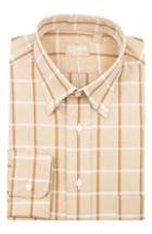 Men's Gitman Tailored Fit Windowpane Dress Shirt .5 33 - Orange