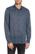 Men's John Varvatos Star Usa Slim Fit Mosaic Print Sport Shirt, Size - Blue