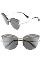 Women's Miu Miu Scenique Evolution 65mm Oversize Rimless Cat Eye Sunglasses - Silver Solid