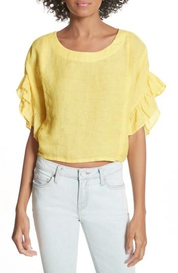 Women's Joie Febronia Ruffle Sleeve Linen Crop Top