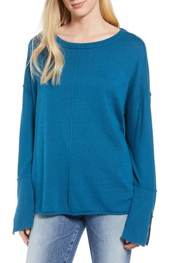 Women's Caslon Zip Cuff Sweater - Blue/green