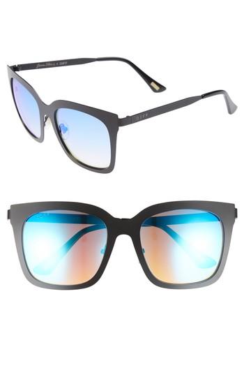 Women's Diff X Lauren Akins Ella 53mm Cat Eye Sunglasses - Black/ Ice Blue