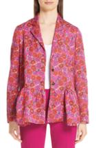 Women's Lela Rose Floral Print Matelasse Peplum Jacket - Pink