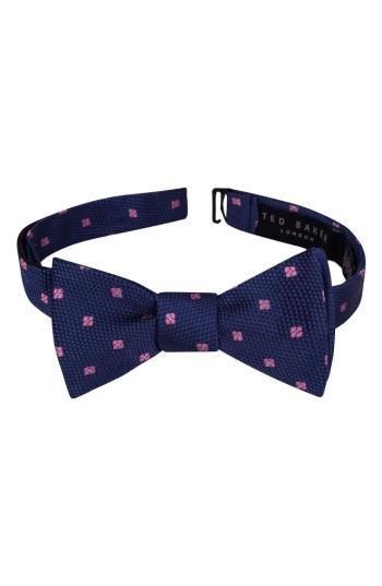 Men's Ted Baker London Wardrobe Floral Silk Bow Tie, Size - Blue