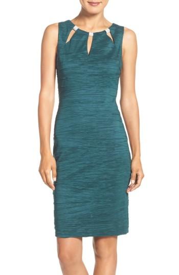 Women's Eliza J Embellished Cutout Taffeta Sheath Dress - Blue