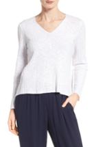 Women's Eileen Fisher Organic Linen & Cotton V-neck Sweater - White