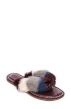 Women's Bernardo Mara Genuine Rabbit Fur Flip Flop M - Burgundy