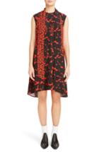 Women's Givenchy Mixed Print Silk Crepe Scarf Collar Trapeze Dress Us / 34 Fr - Red