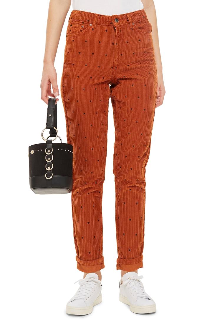 Women's Topshop Corduroy Mom Jeans W X 32l (fits Like 24w) - Brown