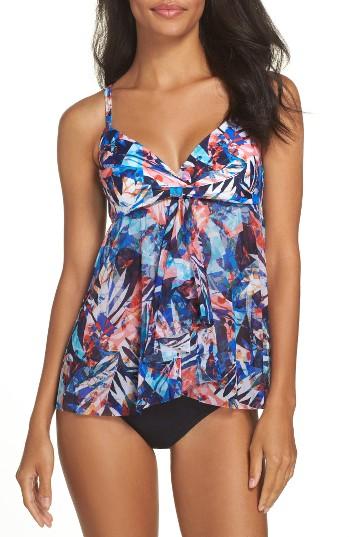 Women's Profile By Gottex Tahiti Flyaway Tankini Top - Blue