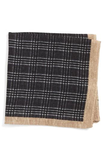 Men's Boss Plaid Wool Pocket Square