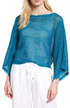 Women's Eileen Fisher Organic Linen Short Sweater, Size - Blue/green