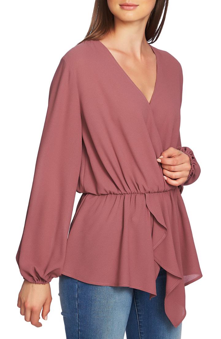 Women's 1.state Cross Front Peplum Blouse - Pink