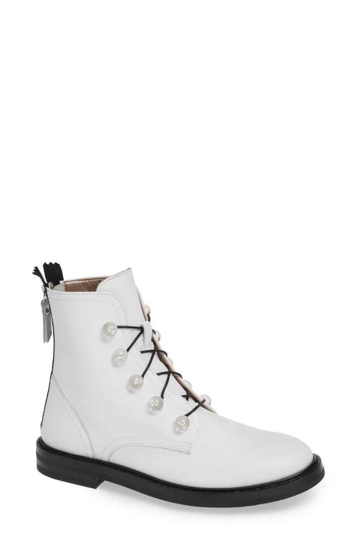 Women's Agl Lucite Knob Combat Boot Us / 35eu - White