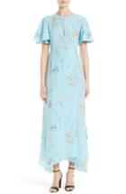Women's Diane Von Furstenberg Flutter Sleeve Print Silk Maxi Dress