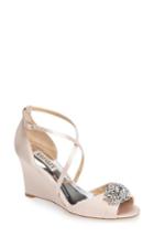 Women's Badgley Mischka Tacey Embellished Strappy Wedge Sandal .5 M - Pink