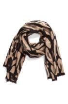 Women's Helen Kaminski Leopard Print Brushed Silk Scarf, Size - Black