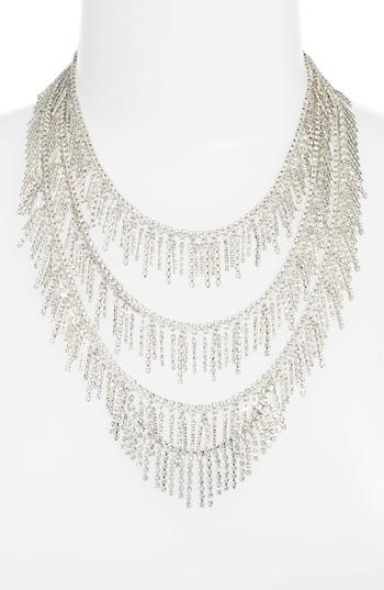 Women's Cristabelle Three Row Crystal Fringe Necklace