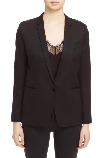 Women's The Kooples 'timeless' Stretch Wool Jacket Us / 40 Fr - Black